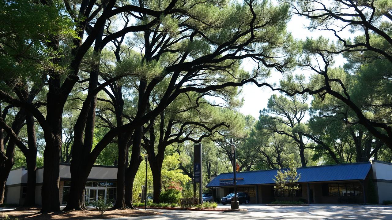 Wooded commercial area in Klein, TX